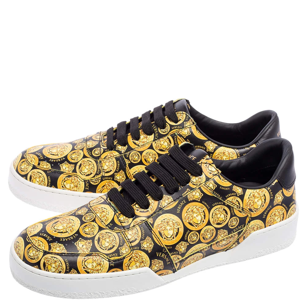 Versace Yellow/Black Leather Medusa Amplified Ilus Sneakers Size 40.5 For Women 4 Versace Yellow/Black Leather Medusa Amplified Ilus Sneakers Size 40.5 For Women - Image 4
