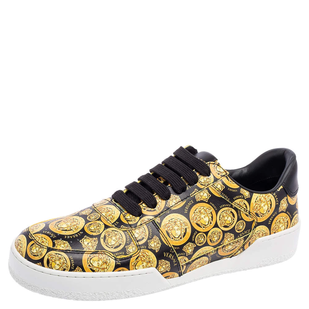 Versace Yellow/Black Leather Medusa Amplified Ilus Sneakers Size 40.5 For Women 1 Versace Yellow/Black Leather Medusa Amplified Ilus Sneakers Size 40.5 For Women
