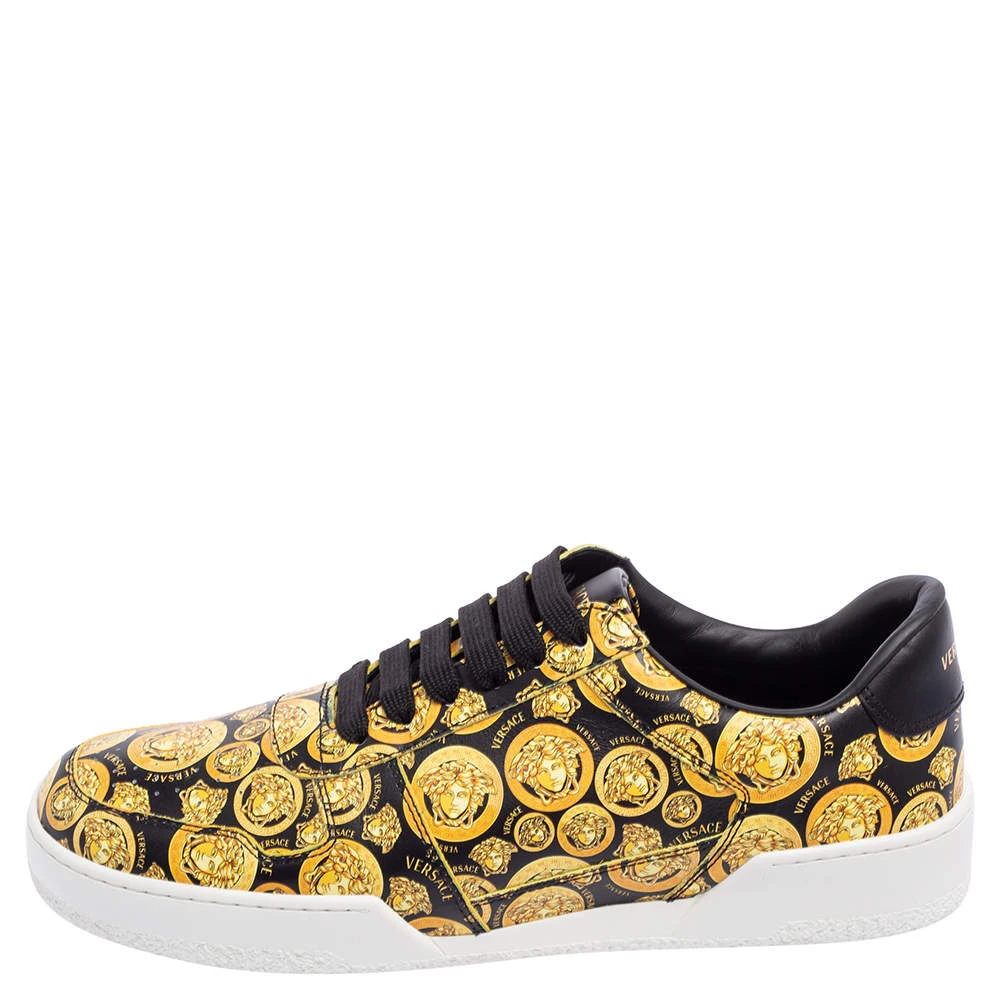 Versace Yellow/Black Leather Medusa Amplified Ilus Sneakers Size 40.5 For Women 2 Versace Yellow/Black Leather Medusa Amplified Ilus Sneakers Size 40.5 For Women - Image 2