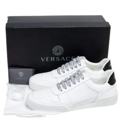 Versace White Leather Ilus Trainers Sneakers Size 41 For Women -Versace Official Website luxury women versace new shoes p608303 010