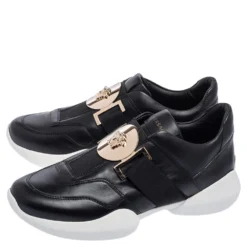Versace Black Leather Medusa Strap Sneakers Size 39 For Women 12 Versace Black Leather Medusa Strap Sneakers Size 39 For Women -Versace Official Website luxury women versace new shoes p609481 002