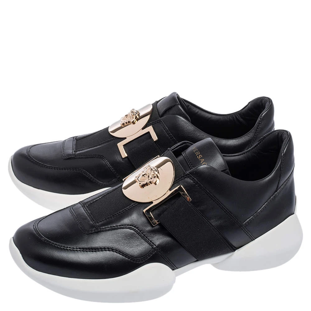 Versace Black Leather Medusa Strap Sneakers Size 39 For Women 4 Versace Black Leather Medusa Strap Sneakers Size 39 For Women - Image 4