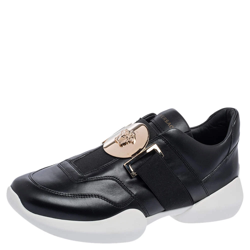Versace Black Leather Medusa Strap Sneakers Size 39 For Women 1 Versace Black Leather Medusa Strap Sneakers Size 39 For Women