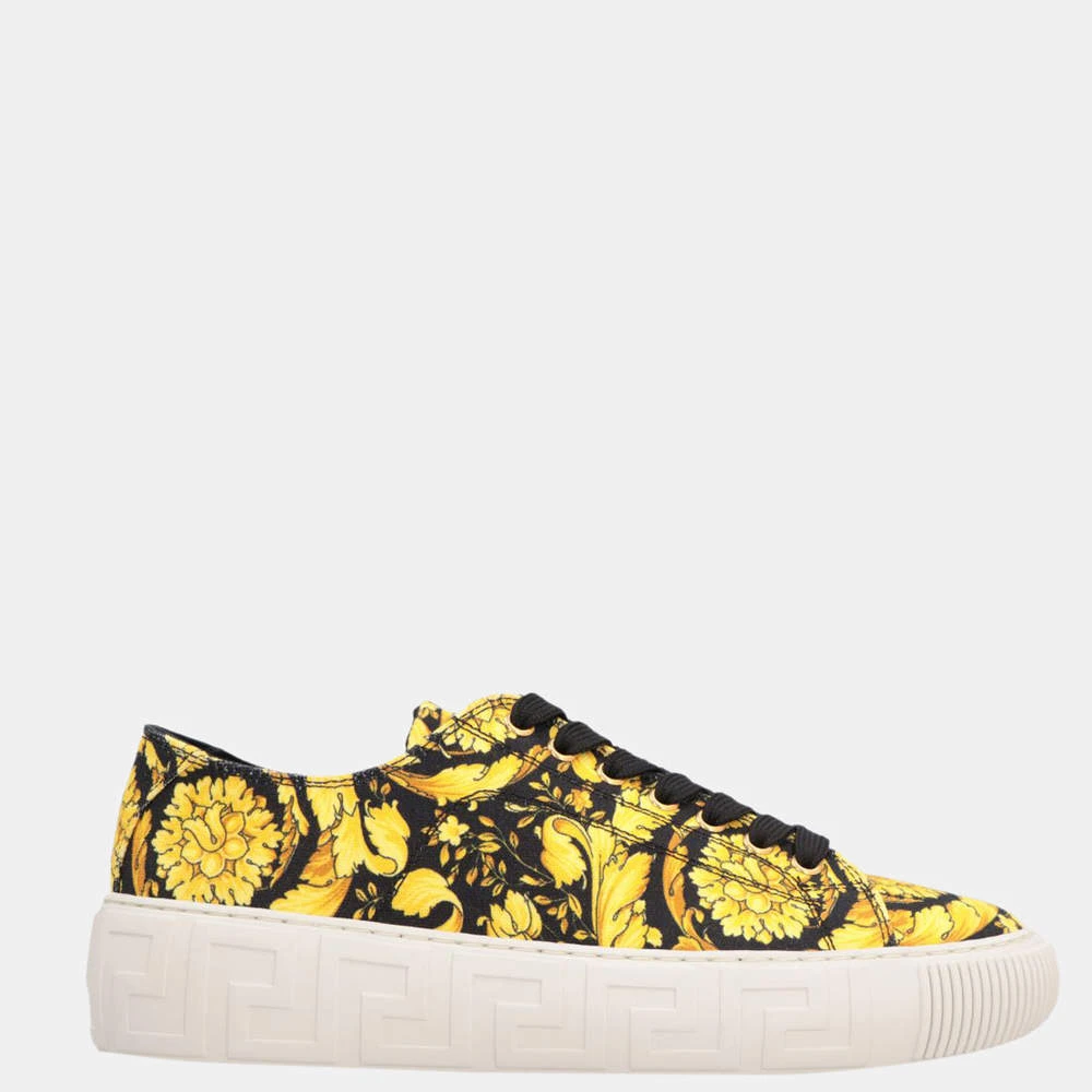 Versace Black/Yellow Leather/Rubber Baroque Pattern Print Low Top Sneakers Size EU 37 For Women 1 Versace Black/Yellow Leather/Rubber Baroque Pattern Print Low Top Sneakers Size EU 37 For Women