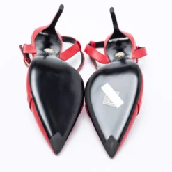 Versace Red Leather Medusa Slingback Pumps Size 39 For Women -Versace Official Website luxury women versace new shoes p683279 001