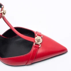 Versace Red Leather Medusa Slingback Pumps Size 39 For Women -Versace Official Website luxury women versace new shoes p683279 002