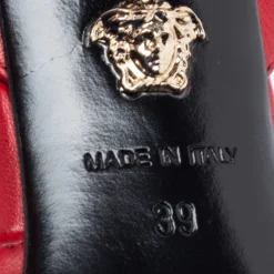 Versace Red Leather Medusa Slingback Pumps Size 39 For Women -Versace Official Website luxury women versace new shoes p683279 003