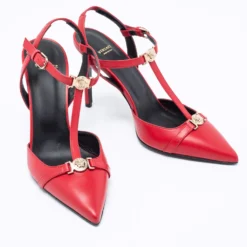 Versace Red Leather Medusa Slingback Pumps Size 39 For Women -Versace Official Website luxury women versace new shoes p683279 008