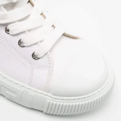 Versace White Canvas Greca Medusa Logo Patch High Top Sneakers Size 39 For Women -Versace Official Website luxury women versace new shoes p688517 002