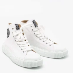 Versace White Canvas Greca Medusa Logo Patch High Top Sneakers Size 39 For Women -Versace Official Website luxury women versace new shoes p688517 004