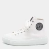 Versace White Canvas Greca Medusa Logo Patch High Top Sneakers Size 39 For Women