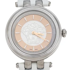 Versace Salmon Stainless Steel Leather Khai VQE010015 Women's Wristwatch 36 Mm For Women -Versace Official Website luxury women versace new watches p290877 001