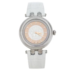 Versace Salmon Stainless Steel Leather Khai VQE010015 Women's Wristwatch 36 Mm For Women