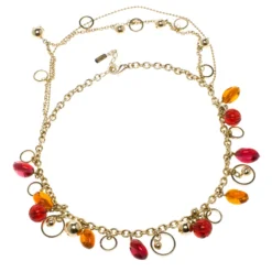 Versace Multicolor Crystal Gold Tone Necklace For Women