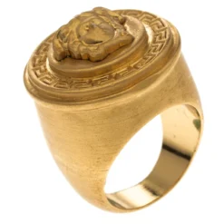 Versace Icon Medusa Gold Tone Ring Size 52 For Women
