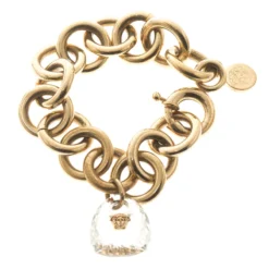 Versace Medusa Transparent Crystal Gold Tone Link Bracelet For Women -Versace Official Website luxury women versace used accessories p118955 0003
