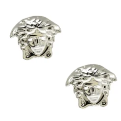 Versace Medusa Head Silver Tone Stud Earrings For Women -Versace Official Website luxury women versace used accessories p124492 003