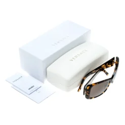 Versace Havana Brown Tortoise Shell/ Black MOD 4247 Oversized Square Sunglasses For Women -Versace Official Website luxury women versace used accessories p161724 007