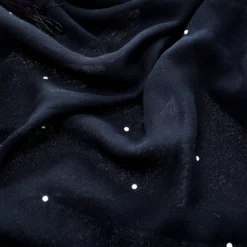 Versace Black Crystal Embellished Silk Georgette Tasseled Edge Scarf For Women -Versace Official Website luxury women versace used accessories p162008 006