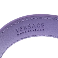 Versace Lilac Palazzo Medusa Gold Tone Leather Cuff Bracelet For Women -Versace Official Website luxury women versace used accessories p168226 004