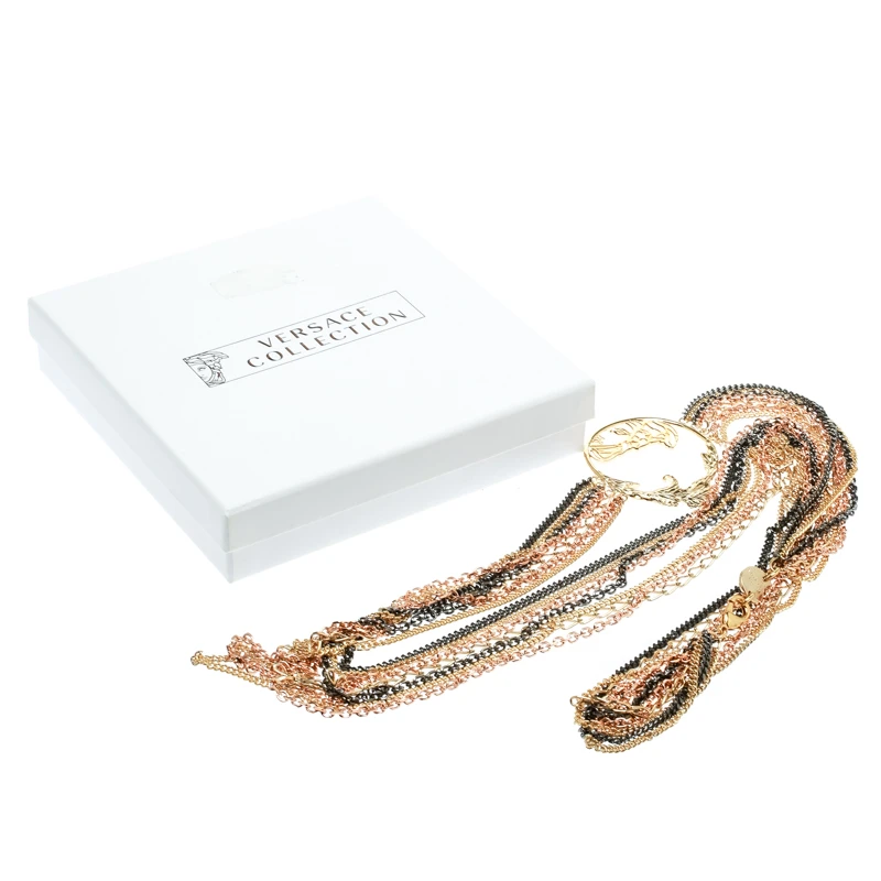 Versace Three Tone Metal Multi Chain Belt / Necklace For Women 6 Versace Three Tone Metal Multi Chain Belt / Necklace For Women - Image 6