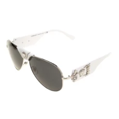 Versace White/Black 2150-Q Aviator Sunglasses For Women -Versace Official Website luxury women versace used accessories p185397 002