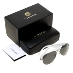 Versace White/Black 2150-Q Aviator Sunglasses For Women -Versace Official Website luxury women versace used accessories p185397 008