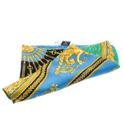 Versace Blue Medusa Baroque Printed Silk Square Scarf For Women -Versace Official Website luxury women versace used accessories p195288 003