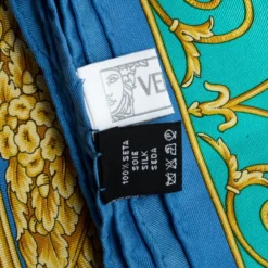 Versace Blue Medusa Baroque Printed Silk Square Scarf For Women -Versace Official Website luxury women versace used accessories p195288 004