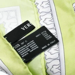 Versace Lime Green Floral Baroque Printed Silk Square Scarf For Women -Versace Official Website luxury women versace used accessories p195290 004