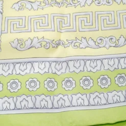 Versace Lime Green Floral Baroque Printed Silk Square Scarf For Women -Versace Official Website luxury women versace used accessories p195290 005