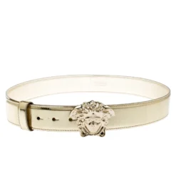 Versace Metallic Gold Leather Medusa Belt 95CM For Women