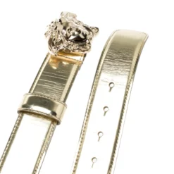 Versace Metallic Gold Leather Medusa Belt 95CM For Women -Versace Official Website luxury women versace used accessories p196612 004