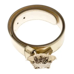 Versace Metallic Gold Leather Medusa Belt 95CM For Women -Versace Official Website luxury women versace used accessories p196612 006