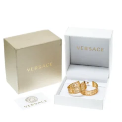 Versace Open Work Gold Tone Hoop Earrings For Women -Versace Official Website luxury women versace used accessories p203973 006
