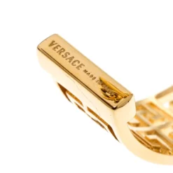 Versace Open Work Gold Tone Hoop Earrings For Women -Versace Official Website luxury women versace used accessories p203973 011