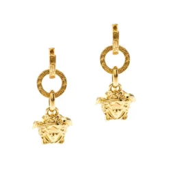 Versace Medusa Gold Tone Dangle Earrings For Women -Versace Official Website luxury women versace used accessories p218688 003
