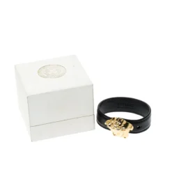 Versace Medusa Black Leather Gold Tone Bracelet For Women -Versace Official Website luxury women versace used accessories p219245 008