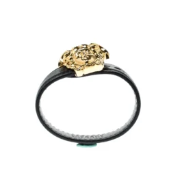 Versace Medusa Black Leather Gold Tone Bracelet For Women -Versace Official Website luxury women versace used accessories p219245 009