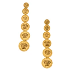 Versace Gold Plated Medusa Coin Drop Earrings For Women -Versace Official Website luxury women versace used accessories p242484 002