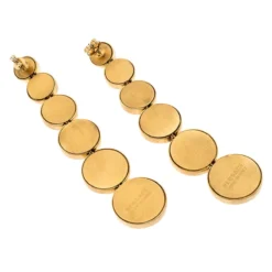 Versace Gold Plated Medusa Coin Drop Earrings For Women -Versace Official Website luxury women versace used accessories p242484 005