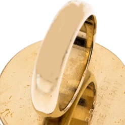 Versace Gold Plated Metal Flip Top Mirror Medusa Ring Size 50 For Women -Versace Official Website luxury women versace used accessories p245813 003