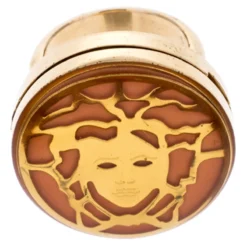 Versace Gold Plated Metal Flip Top Mirror Medusa Ring Size 50 For Women -Versace Official Website luxury women versace used accessories p245813 006