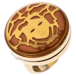 Versace Gold Plated Metal Flip Top Mirror Medusa Ring Size 50 For Women -Versace Official Website luxury women versace used accessories p245813 007