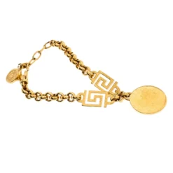Versace Gold Tone Crystal Medusa Medallion Greca Chain Bracelet For Women -Versace Official Website luxury women versace used accessories p252939 006