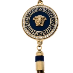 Versace Medusa Crystal Enamel Tassel Pendant Gold Tone Necklace For Women -Versace Official Website luxury women versace used accessories p260275 003