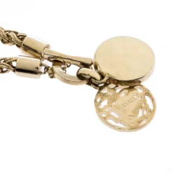 Versace Gold Tone Crystal And Medusa Charm Woven Chain Toggle Necklace For Women -Versace Official Website luxury women versace used accessories p270227 002