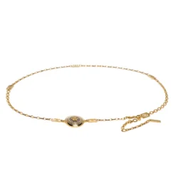 Versace Yellow Gold Tone Medusa Charm Chain Link Belt For Women