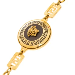 Versace Yellow Gold Tone Medusa Charm Chain Link Belt For Women -Versace Official Website luxury women versace used accessories p273038 002