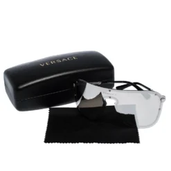Versace Silver Mirror MOD.2180 Shield Sunglasses For Women -Versace Official Website luxury women versace used accessories p285565 001